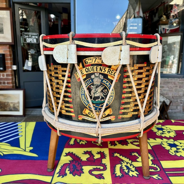 Ref: A Large 'Queen's Regiment' Drum Converted into Coffee Table.